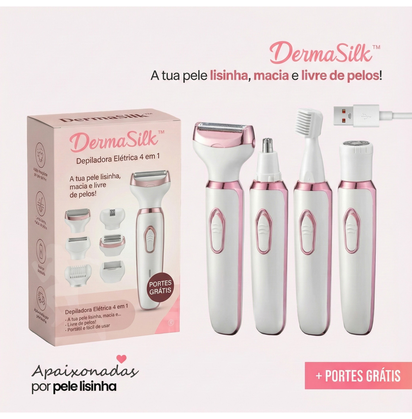 Depilador Elétrico 4 em 1 - DermaSilk™.